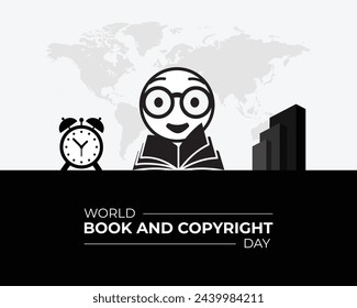 World Book And Copyright Day. 23 April. Holiday concept . Template for background with banner, poster and card. Vector illustration.