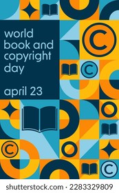 World Book and Copyright Day. April 23. Holiday concept. Template for background, banner, card, poster with text inscription. Vector EPS10 illustration