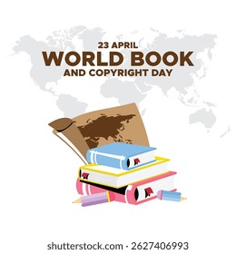 World Book and Copyright Day design, vector illustration, World book and copyright day. International Day of the Book or World Book Days. Promotion of reading, publishing and copyright. April 23.