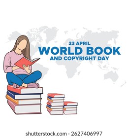 World Book and Copyright Day design, vector illustration, World book and copyright day. International Day of the Book or World Book Days. Promotion of reading, publishing and copyright. April 23.