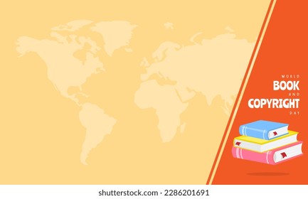 World Book and Copyright Day greeting with copy space area. Suitable for education events