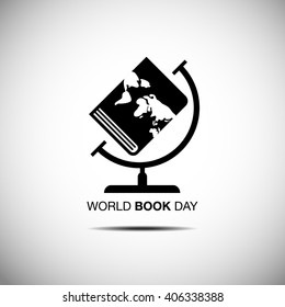 world book and copyright day, logo , icon ,flat design, vector, Black & white