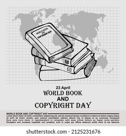 World Book and Copyright day, poster and banner vector