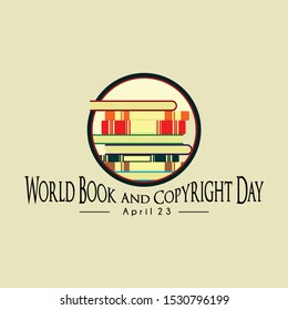 World Book Copyright day with stack of books icon vector design