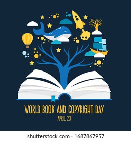 World Book and Copyright Day vector illustration.