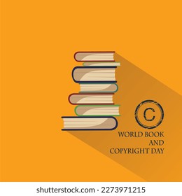 world book and copyright day vector poster, international world book day 