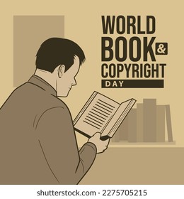 world book and copyright day vector illustration
