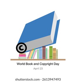 World Book and Copyright Day vector, illustration. April 23. Book, book shelves and copyright design concept.