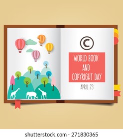 World Book and Copyright Day vector illustration.