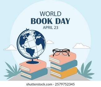 World Book Day, April 23. Banner, card, poster, postcard, placard, background design.