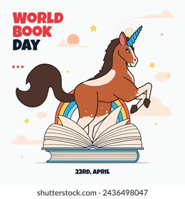 World Book Day background. World Book Day Celebration. April 23. Cartoon Vector illustration design for Poster, Banner, Flyer, Greeting, Card, Post, Cover, invitation. Stack of books. Happy Book Day.