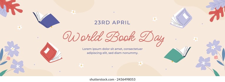 World Book Day background. World Book Day Celebration. April 23. Cartoon Vector illustration design for Poster, Banner, Flyer, Greeting, Card, Post, Cover, invitation. Stack of books. Happy Book Day.