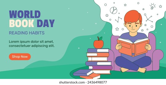 World Book Day background. World Book Day Celebration. April 23. Cartoon Vector illustration design for Poster, Banner, Flyer, Greeting, Card, Post, Cover, invitation. Stack of books. Happy Book Day.