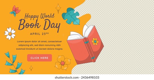 World Book Day background. World Book Day Celebration. April 23. Cartoon Vector illustration design for Poster, Banner, Flyer, Greeting, Card, Post, Cover, invitation. Stack of books. Happy Book Day.