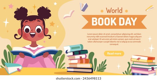 World Book Day background. World Book Day Celebration. April 23. Cartoon Vector illustration design for Poster, Banner, Flyer, Greeting, Card, Post, Cover, invitation. Stack of books. Happy Book Day.