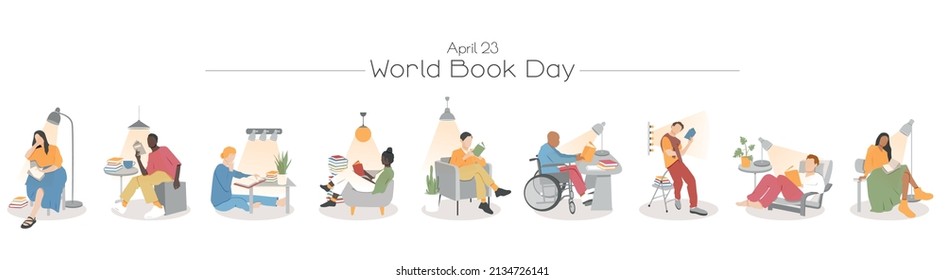 World Book Day banner. Flat vector illustration.