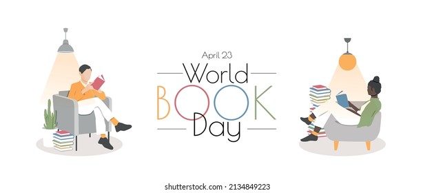 World Book Day banner. Flat vector illustration.	