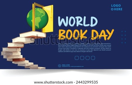 World book day banner. Horizontal banner with different books