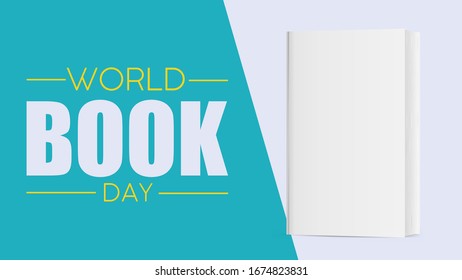 World Book Day banner. White blank book. Vector illustration