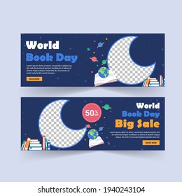 World Book Day. World book day big sale poster and banner template. Banners vector for social media ads, web ads, business messages, discount flyers and big sale banner.