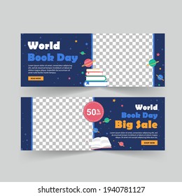 World Book Day. World book day big sale poster and banner template. Banners vector for social media ads, web ads, business messages, discount flyers and big sale banner.