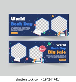 World Book Day. World book day big sale poster and banner template. Banners vector for social media ads, web ads, business messages, discount flyers and big sale banner.