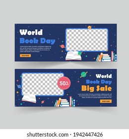 World Book Day. World book day big sale poster and banner template. Banners vector for social media ads, web ads, business messages, discount flyers and big sale banner.