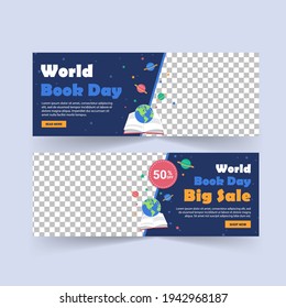 World Book Day. World book day big sale poster and banner template. Banners vector for social media ads, web ads, business messages, discount flyers and big sale banner.