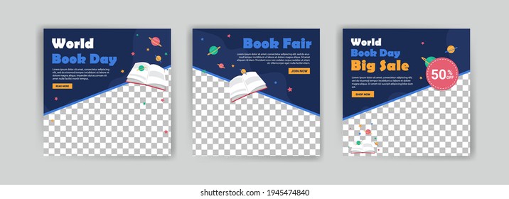 World Book Day. World book day big sale poster and banner template. Banners vector for social media ads, web ads, business messages, discount flyers and big sale banner.