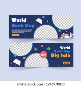 World Book Day. World book day big sale poster and banner template. Banners vector for social media ads, web ads, business messages, discount flyers and big sale banner.