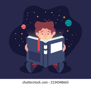 World book day - Boy reading imagination banner