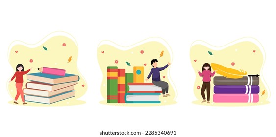 World Book Day Bundle Flat Illustration