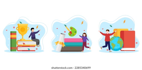 Ilustración plana del paquete del Día Mundial del Libro
