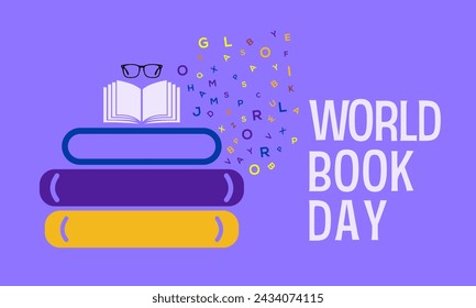 World Book Day celebrated every year of April 23, Vector banner, flyer, poster and social medial template design.