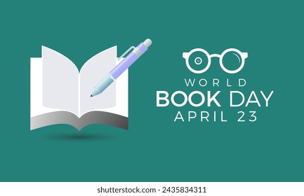 World Book Day celebrated every year of April 23, Vector banner, flyer, poster and social medial template design.