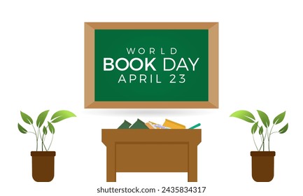 World Book Day celebrated every year of April 23, Vector banner, flyer, poster and social medial template design.