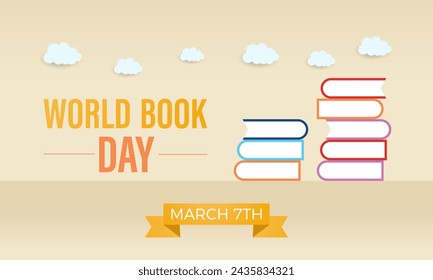 World Book Day celebrated every year of April 23, Vector banner, flyer, poster and social medial template design.