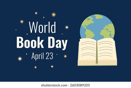 World Book Day, Celebration. April 23. Vector design for poster, banner, flyer, greeting card, invitation. Stack of books. Happy Book Day.