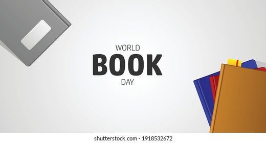 World book day concept design. Pile of book vector top view. Realistic vector design. March for book day. Good for banner, background, headline.
