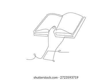 Dibujo de una línea del concepto del día mundial del libro