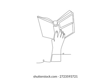 Dibujo de una línea del concepto del día mundial del libro