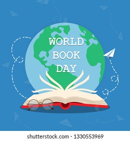 World Book Day concept. Open book logo illustration vector.