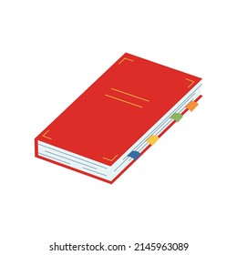 World book day concept, studying, learning. Book in cartoon flat style. Vector illustration of hand drawn educational, encyclopedias, planner