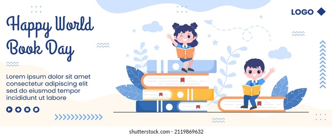 World Book Day Cover Template Flat Design Education Illustration Editable of Square Background Suitable for Social Media or Web Internet Ads