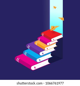 world book day, find your world with the book. Creative design with blue background.