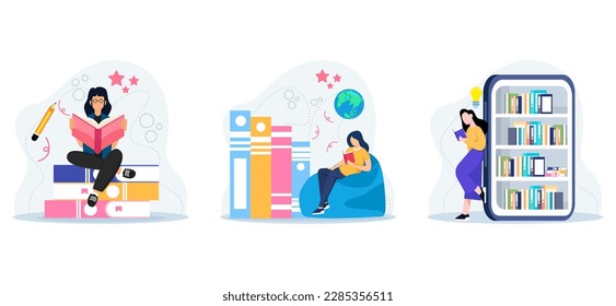 World Book Day Flat Bundle Illustration