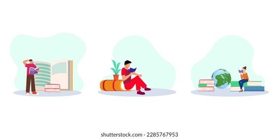 World Book Day Flat Bundle Design Illustration