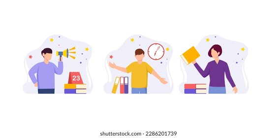 World Book Day Flat Bundle Design Illustration