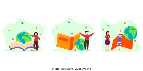 World Book Day Flat Bundle Illustration