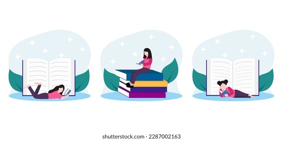 World Book Day Flat Bundle Design Illustration